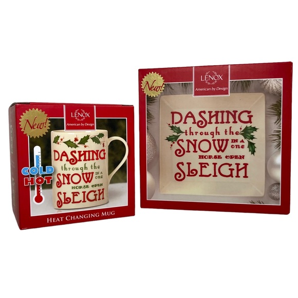 LENOX Holiday Heat Change Mug & Tidbit Plate “Dashing through the Snow…” NWT - Picture 1 of 12